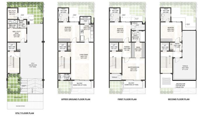 Godrej Exquisite - 4 BHK Villa (125 sqyds) Floor Plan