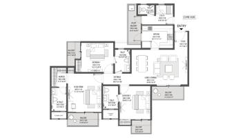 Godrej Park Avenue - 3 BHK + Servant (1888 sqft) Floor Plan