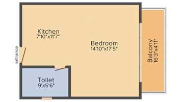 Godrej The Suites - 1 BHK (710 sqft) Floor Plan