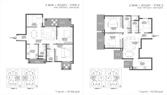 Godrej 101 - 2.5 BHK Floor Plan