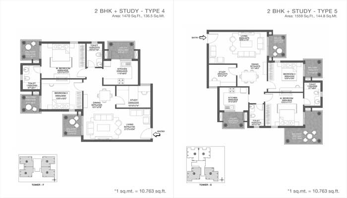 Godrej 101 - 2.5 BHK + Utility Floor Plan