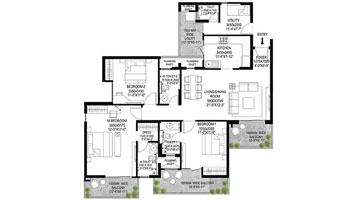 Godrej Crown - 3 BHK + Utility (1996 sqft) Floor Plan