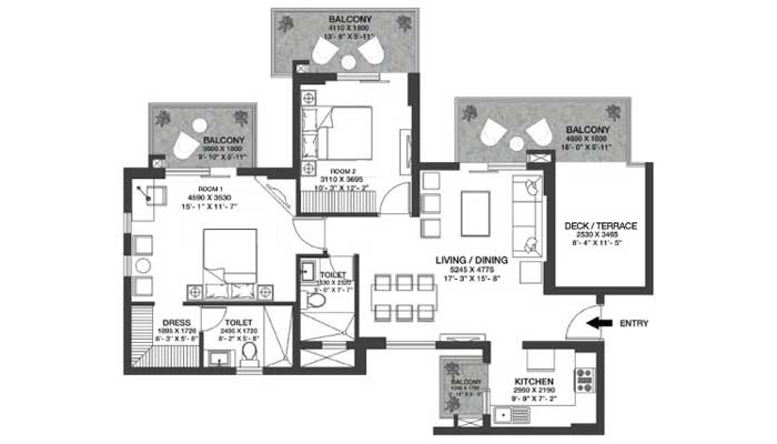 Godrej Nature Plus - 2 BHK (1108 sqft) Floor Plan