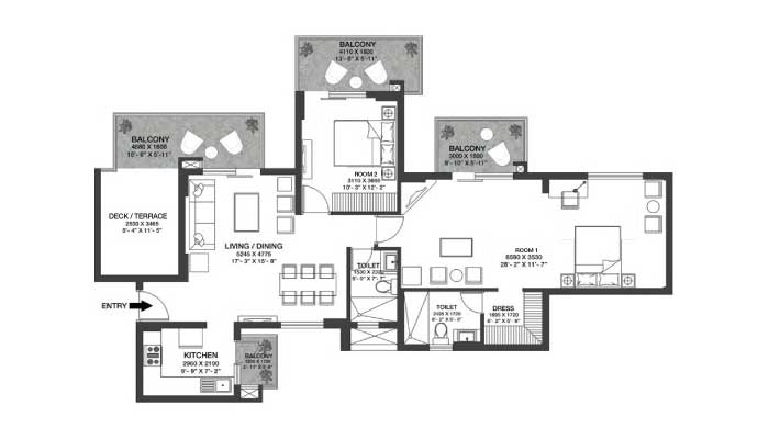 Godrej Nature Plus - 2 BHK (1303 sqft) Floor Plan